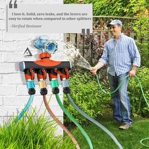 Connecteur de vanne de séparation à 4 voies pour arrosage de jardin, fileté, durable, pour outils d'irrigation à tuyau large - Product Image 1
