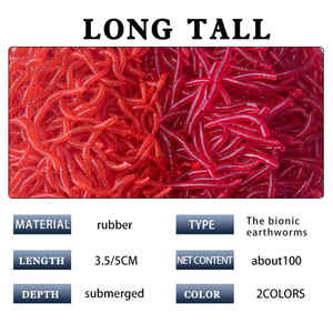 Conjunto de Iscas Macias Palmer 25pcs 100pcs 200pcs Iscas de Silicone Iscas de Pesca Biónicas Vermelhas para Pesca de Crucian - Product Image 2