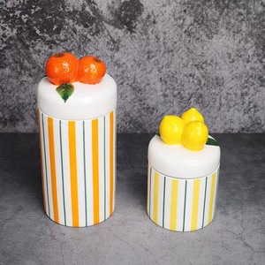 Custom logo Wholesale Creative <strong>Lemon</strong> and Orange Lid Design Ceramic Storage <strong>Jar</strong> Coffee Sugar Container - Product Image 3