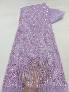 Váy cưới chất liệu lưới ren ngọc trai màu hồng thiết kế mới NI.AI, đính sequin và hạt cườm, chất liệu lưới ren với ngọc trai sáng bóng - Product Image 3