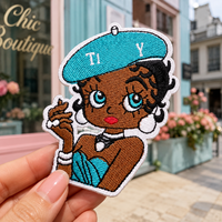 Patchs en tissu brodés personnalisés à thermocoller avec motif Betty Boop pour vêtements, chapeaux, chaussures, toile