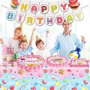 Décorations de fête d'anniversaire sur le thème des sucettes, 60-80 pièces, ensemble de vaisselle pour filles, célébration sucrée - Product Image 2