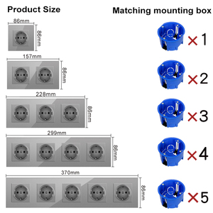 Tiêu chuẩn Châu Âu treo tường mô-đun DIY Tempered Glass Bảng điều chỉnh màu xám Ổ cắm điện chuyển đổi nút chức năng kết hợp - Product Image 6
