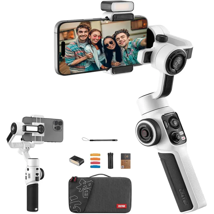 Zhiyun Smooth 5S Combo Phone Gimbal 3-Axis Smartphone Stabilizer with Built-in and Magnetic Fill Light AI Face Tracking