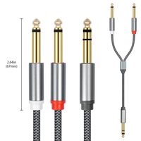 Câble audio auxiliaire Y-splitter TRS stéréo 6,35 mm (1/4 pouce) mâle vers double mâle TS mono, longueurs 1M, 2M, 3M, 4,6M, 7,6M