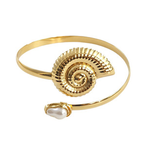 Ocean Beach Conch Metal Open <b>Arm</b> <b>Cuff</b> Inlaid Faux Pearl European American Unique Statement Women Vacation <b>Arm</b> Bracelet Jewelry - Product Image 6