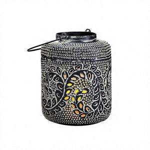 Farol de metal contemporáneo con asa de cuerda para decoración del hogar, decoración de bodas, accesorios de jardín, farol decorativo para el hogar - Product Image 4
