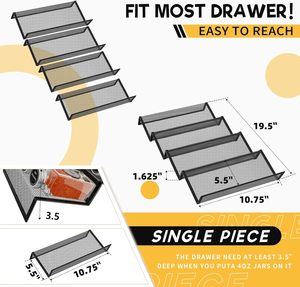 8-Piece Expandable Metal Iron Mesh <strong>Spice</strong> <strong>Drawer</strong> <strong>Organizer</strong> Kitchen Countertop Storage Rack for 48 <strong>Spice</strong> <strong>Jars</strong> Holder - Product Image 3