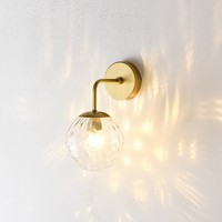 Lampu Dinding LED Kaca Buram Minimalis Seeky Globe Emas Hitam Logam Dapat Diredupkan CRI 90 untuk Kamar Tidur Hotel Koridor