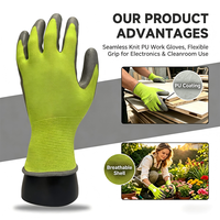 Vente en gros de gants de travail en polyuréthane de haute qualité, gants de sécurité durables pour l'entretien général et l'entrepôt