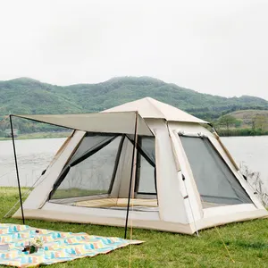 ワンタッチテント3-4人旅行家族サンシェルターポータブル自動釣りテント屋外ピクニックキャンプテント