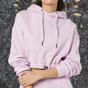 2025 sudaderas cortas transpirables hechas a medida para mujer estilo Streetwear con logotipo frontal cuello con capucha de invierno - Product Image 3