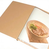 Couverture de menu en bois naturel de conception personnalisée haut de gamme A4/A5 avec page intérieure en PVC pour les magasins, les bars, les hôtels, les restaurants