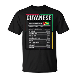 Camiseta con información nutricional de Guyana, unisex, para adultos, manga corta, cuello redondo, impresión digital, diseño promocional - Product Image 2