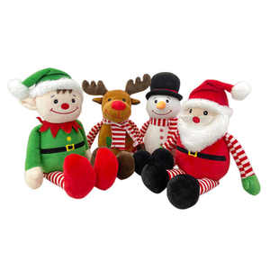 Fournitures de décoration de Noël personnalisées animaux en peluche en coton super doux avec renne père noël bonhomme de neige jouet - Product Image 1