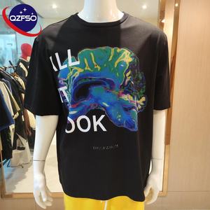 QZFSO T-shirt Boxy lourd de haute qualité T-shirt Streetwear surdimensionné T-shirt graphique court en coton brodé personnalisé pour hommes - Product Image 1