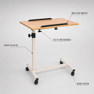 Mesa Ajustable para Cama <span class=keywords><strong>de</strong></span> Hospital y Cuidado en el Hogar, con 4 Ruedas, 2 Frenos y Capacidad <span class=keywords><strong>de</strong></span> 30 kg para Personas Mayores - Product Image 2