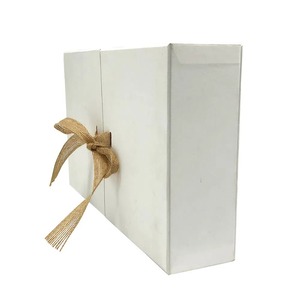 <b>White</b> Foldable Gift <b>Box</b> with Ribbon Closure for Wedding Birthday Party Packaging - Product Image 4