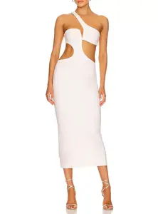 OEM Custom Frauen Abend party Kleid One Shoulder Style Ärmellose Sexy Cut Out Design Midi Kleid