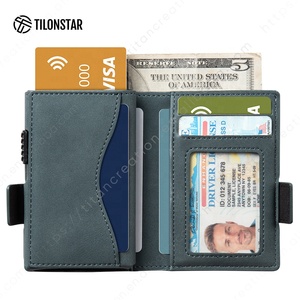 TVC317 prix d'usine <span class=keywords><strong>porte</strong></span>-cartes de crédit en cuir à deux volets pour Airtag Cover Pop up Wallet Men Card Holder - Product Image 3