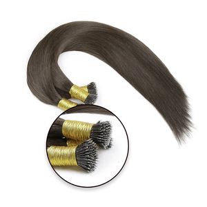 Extensioni per capelli Nano Ring in vero capello umano, con punta Nano, tinte Ombre con riflessi <span class=keywords><strong>castano</strong></span> chiaro e biondi, extension Nano Loop, capelli vergini Remy. - Product Image 2