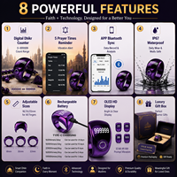 Anillo Inteligente Musulmán con Contador de Zikir, Alarma, Alertas de Oración, Resistente al Agua IPX-5, Pantalla LED, Carga Tipo-C, Batería de 5-10 Días