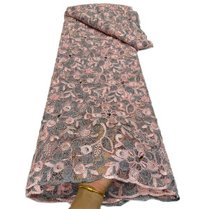NI.AI - Telas de Encaje de Guipur Africanas de Alta Calidad, Tela de Encaje Nigeriana Bordada con Piedras para Confección de Vestidos de Fiesta - Product Image 1