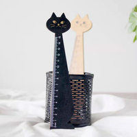 Nouvel Arrivage – Règle en Bois de 15 cm Motif Chat de Dessin Animé, Outil de Mesure Créatif, Marque-page, Papeterie pour Enfants, Cadeau, Usage Scolaire et de Bureau