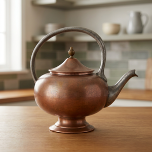 Théière traditionnelle chinoise en métal avec couvercle et poignée en métal, bouilloire à eau - Product Image 1
