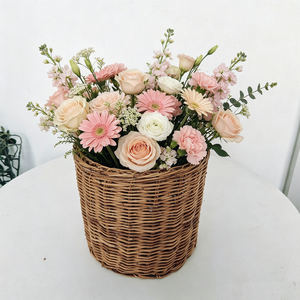 Cesto in Rattan HF0240 con Manici, Vaso in Rattan Piccolo e Grande, Vasi Rotondi Fatti a Mano per Fiori e Piante, Cesto Portaoggetti in <span class=keywords><strong>Vimini</strong></span> Jumbo - Product Image 2