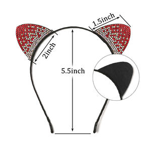 عصابة رأس لطيفة للأطفال على شكل أذني قطة مع أربطة شعر ملونة من حجر الراين للارتداء اليومي وتزيين الحفلات - Product Image 2