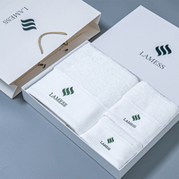 Ensemble de serviettes de bain et de visage en coton éponge 100% personnalisées avec logo brodé, 3 pièces, coffret cadeau de luxe, 2025