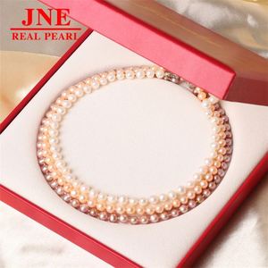 Natural Pearl Necklace White Round Beads White Clover Buckle Pearl Necklace Mother's Gift for <strong>Elders</strong> Mother's Day - Product Image 4