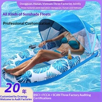 Lit flottant gonflable en PVC avec pare-soleil, chaise longue en maille détachable, porte-gobelet, hamac flottant pour piscine pour adultes Chine