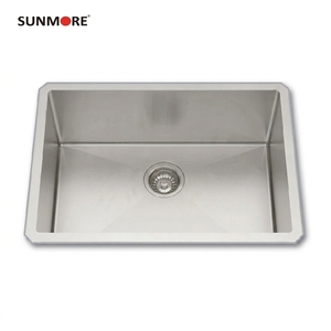 Évier de cuisine à cuve unique compatible avec installation sous plan, grande capacité, en acier inoxydable brossé, à prix abordable - Product Image 1