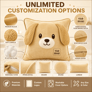 Cuscino Peluche Personalizzato con Logo, Cucciolo Sunbeam, Giocattolo Morbido, Mascotte, OEM ODM, Decorazione Casa, Regalo, Produttore, Vendita all'Ingrosso, Promozione - Product Image 4