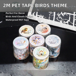 เทป PET กันน้ำแบบใช้น้ำเป็นตัวกระตุ้น 2 ม./ม้วน เกรดอาหาร ลายรูปนกและเมฆ ซีรีส์ธีมนก สำหรับตกแต่ง - Product Image 2