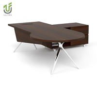 Bureau de direction moderne IULTRA, modulaire, facile à assembler, respectueux de l'environnement, en bois de mahogany MDF MFC, grand ensemble de table de bureau pour directeur