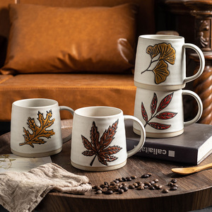 <b>Ceramic</b> Mug With Ginkgo Leaf Design Handmade Coffee <b>Cup</b> For Breakfast Or Tea - Product Image 2