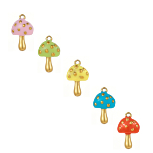 Abalorios de Esmalte con Forma de Hongo Coloridos |   Colgantes de Acero Inoxidable con Baño de Oro PVD de 18K para Fabricación de Joyería DIY |   Impermeable e Hipoalergénico - Product Image 3
