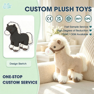 Boneka Kuda Poni Lembut Warna Beige Grosir, Mainan Hewan Isi Dakron Berkualitas Tinggi untuk Hadiah Ulang Tahun Anak, Desain Baru - Product Image 1
