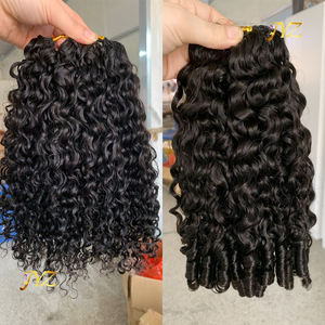 매듭이없는 인모 머리띠 깃털 미리 분리 된 곱슬 보이지 않는 크로 셰 뜨개질 머리 - Product Image 4