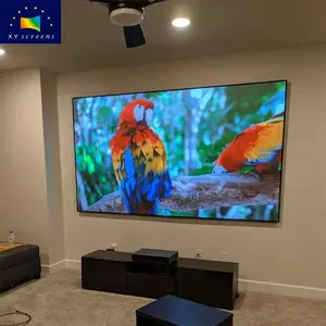 XYscreens 120英寸薄铝固定框架 UST 投影机屏幕与 ALR 宠物水晶家庭影院客厅 4K 3D 高清电视
