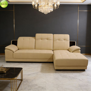 <span class=keywords><strong>Canapé</strong></span> en <span class=keywords><strong>cuir</strong></span> <span class=keywords><strong>beige</strong></span> durable en forme de L, minimaliste, robuste, facile à nettoyer pour la maison/le salon/l'appartement - Product Image 2