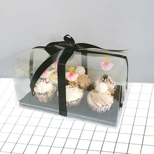 Autocollant personnalisable rectangulaire transparent en PET, boîte à cupcakes en carton noir, blanc et or à 12 trous - Product Image 6