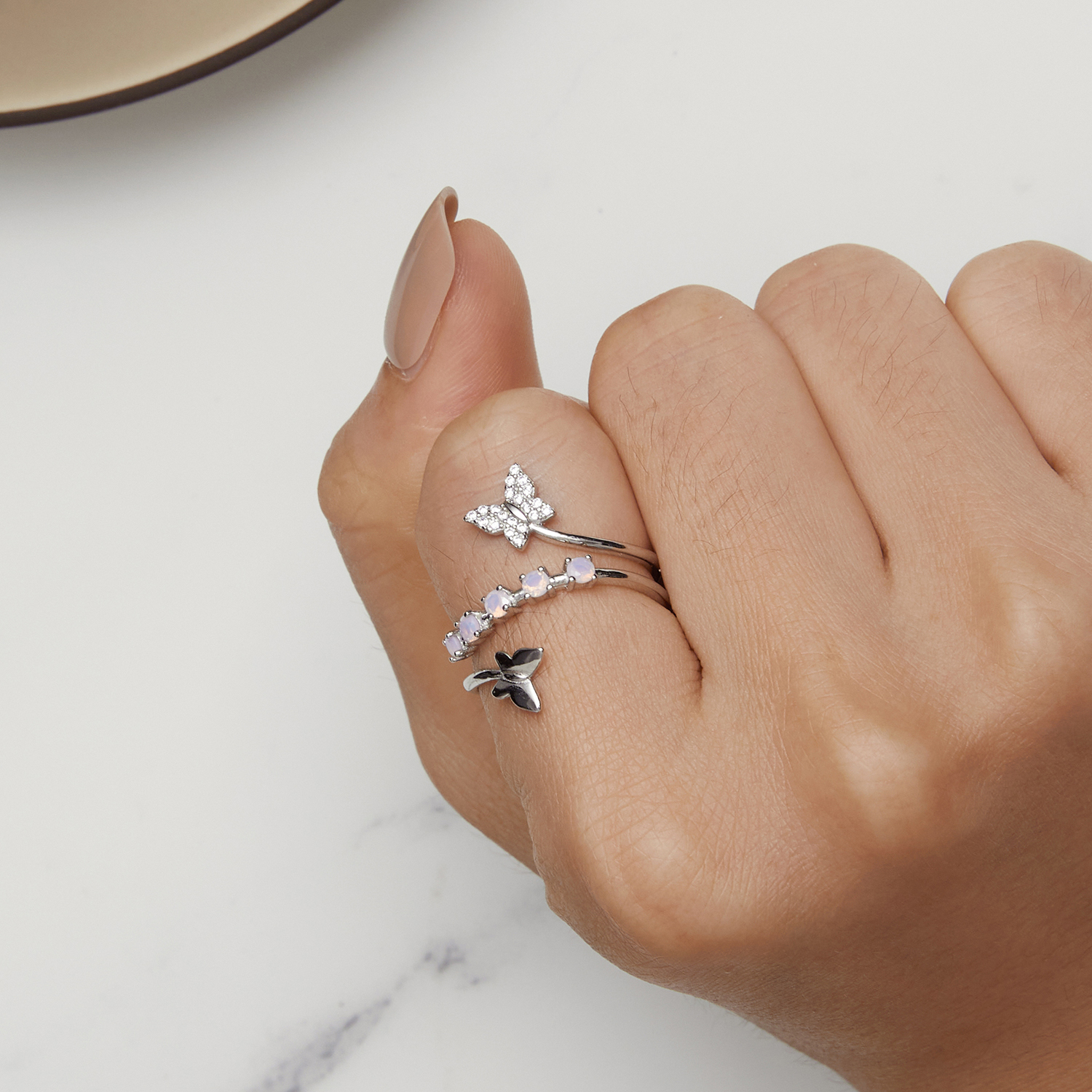 925 Sterling Silver Dancing Butterfly Ring - Adjustable