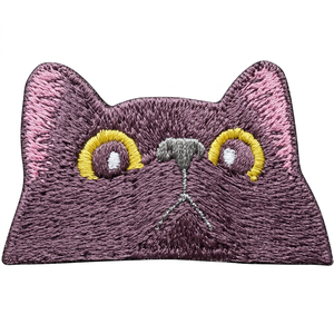 Custom Large Black Cat Face Chenille Embroidered Patch <b>Iron</b> on Cute Animal Applique Badge for Clothing Bags Hats DIY Crafts - Product Image 2