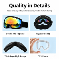 Masque de ski HD résistant aux chocs, compatible OTG, pour hommes, femmes, adultes, ski, snowboard, escalade, sports d'hiver en plein air, UV400, anti-buée