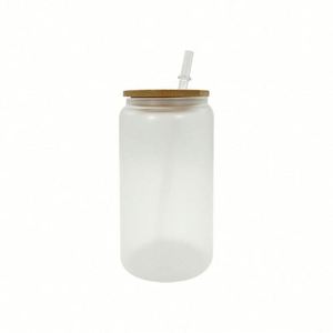 Gobelet personnalisable par sublimation, gobelet givré, bocal Mason pour boisson, verre à bière de 16 oz, bouteille en forme de canette avec couvercle et paille - Product Image 2