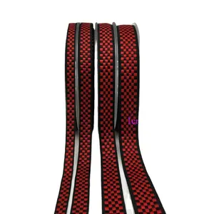1Cm Jacquard เสื้อผ้า Ba คอเทปทอสีขาวสีดำและสีแดงลายสก๊อตสีดำริบบิ้น DIY เย็บขอบ Binding Tape สำหรับกางเกง
